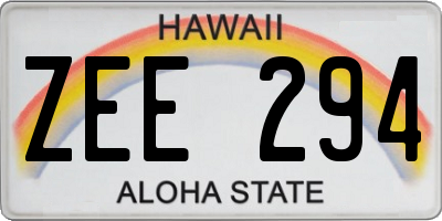 HI license plate ZEE294