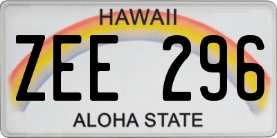 HI license plate ZEE296