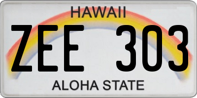 HI license plate ZEE303
