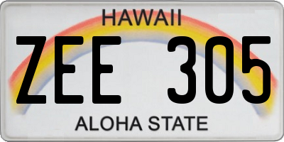 HI license plate ZEE305