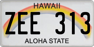 HI license plate ZEE313