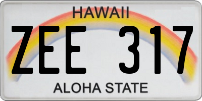 HI license plate ZEE317