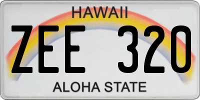 HI license plate ZEE320