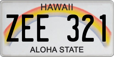 HI license plate ZEE321