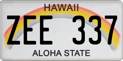 HI license plate ZEE337