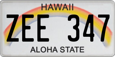 HI license plate ZEE347
