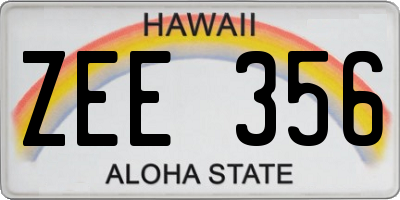 HI license plate ZEE356