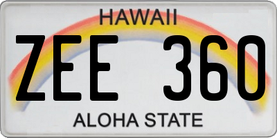 HI license plate ZEE360