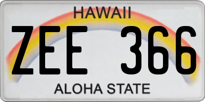 HI license plate ZEE366