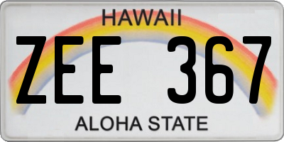HI license plate ZEE367
