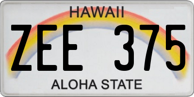 HI license plate ZEE375