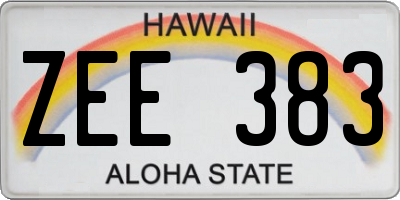 HI license plate ZEE383