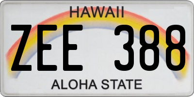 HI license plate ZEE388