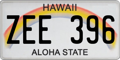 HI license plate ZEE396