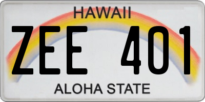 HI license plate ZEE401
