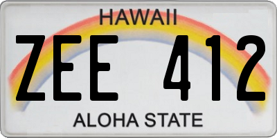 HI license plate ZEE412