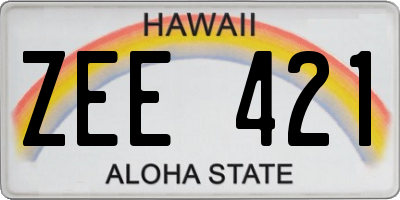 HI license plate ZEE421