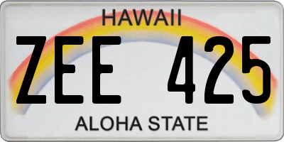 HI license plate ZEE425