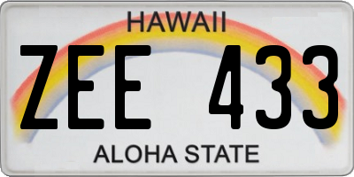 HI license plate ZEE433