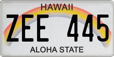 HI license plate ZEE445
