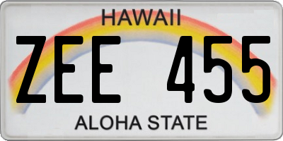HI license plate ZEE455
