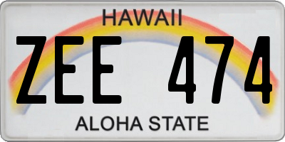 HI license plate ZEE474