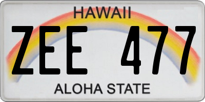 HI license plate ZEE477