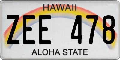 HI license plate ZEE478