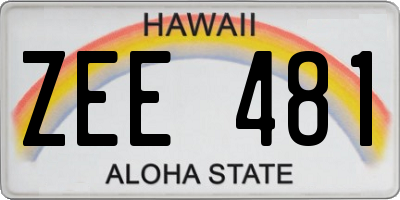 HI license plate ZEE481