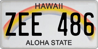 HI license plate ZEE486
