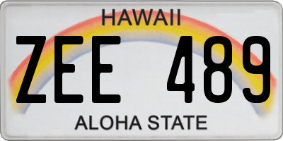 HI license plate ZEE489