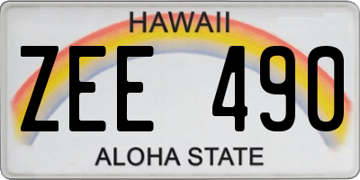 HI license plate ZEE490