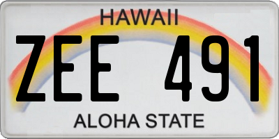 HI license plate ZEE491