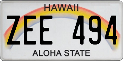 HI license plate ZEE494