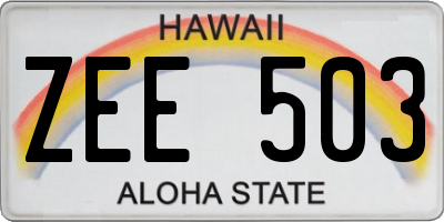 HI license plate ZEE503