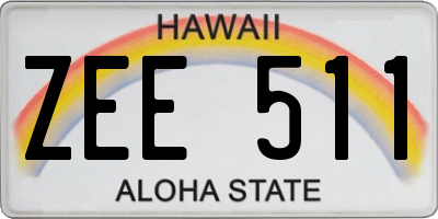 HI license plate ZEE511