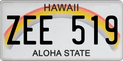 HI license plate ZEE519