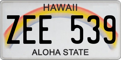 HI license plate ZEE539