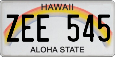 HI license plate ZEE545