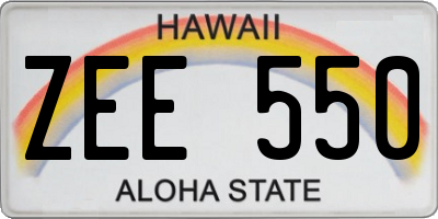 HI license plate ZEE550