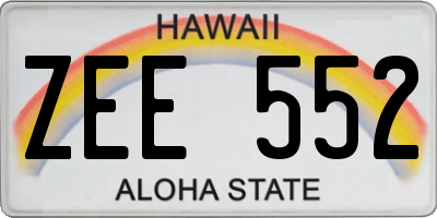 HI license plate ZEE552