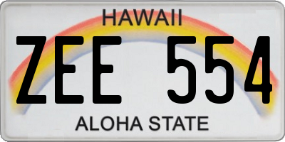HI license plate ZEE554