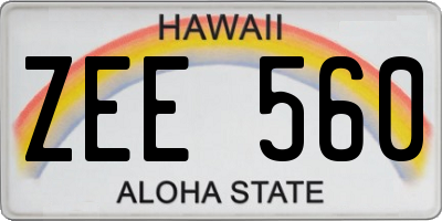 HI license plate ZEE560