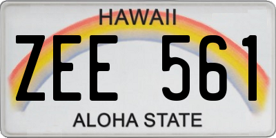 HI license plate ZEE561