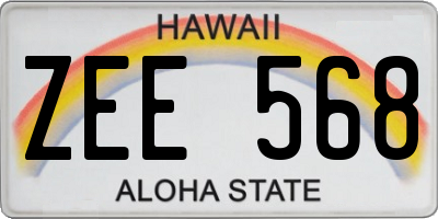 HI license plate ZEE568