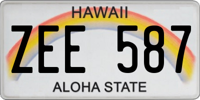 HI license plate ZEE587