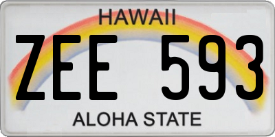 HI license plate ZEE593