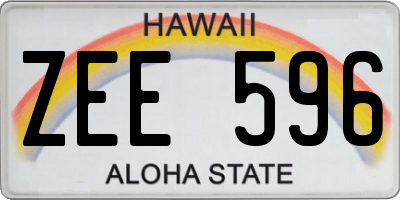 HI license plate ZEE596