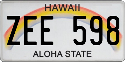 HI license plate ZEE598