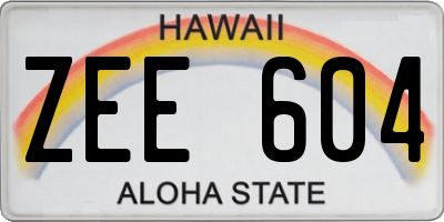 HI license plate ZEE604